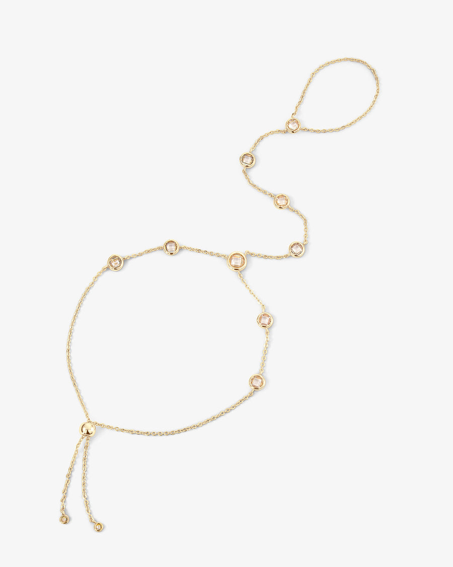 Mojave Hand Chain - Gold and White Stones