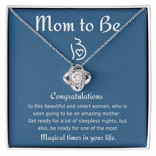 Congratulations Mom to Be. Love Knot Necklace. Pregnancy Jewelry Gifts for Women, Gifts for Expecting Mothers, Baby Shower, New Mom Gifts Ideas. Gifts for New Mom.