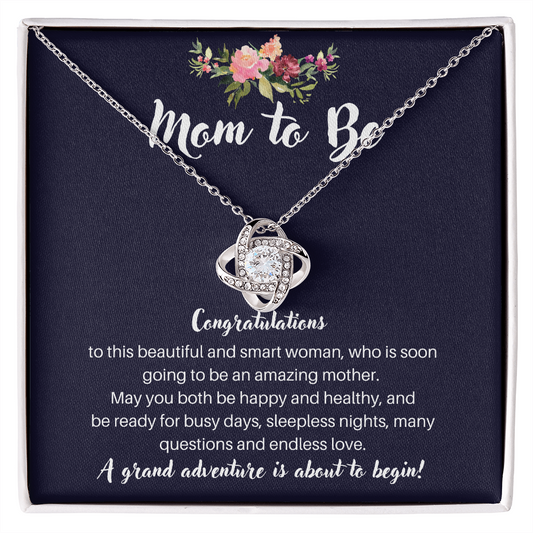 Mom To Be. Love Knot Necklace. Gifts for Mom, Baby Shower,  New Mom gifts Ideas, Gifts for Expecting Mothers, Necklaces for Women.