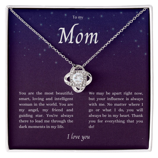 To My Mom.  Love Knot Necklace. Mother's Day Gift, Mother Daughter Gift, Mother Birthday, Christmas, Gift from Son. Thank you for everything that you do!