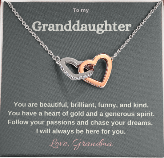 To Granddaughter. Interlocking hearts.